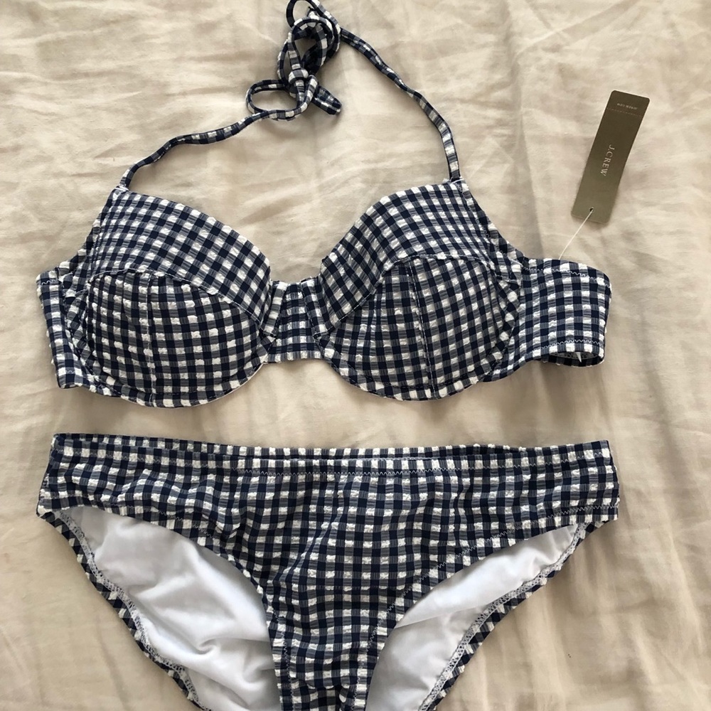 Jcrew seersucker gingham bikini